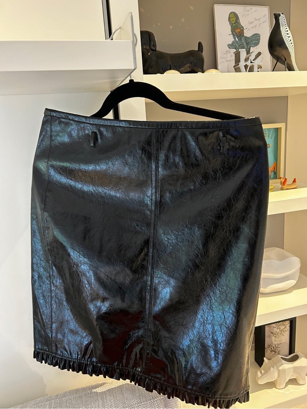 J.Crew Patent Leather Ruffle Hem Skirt